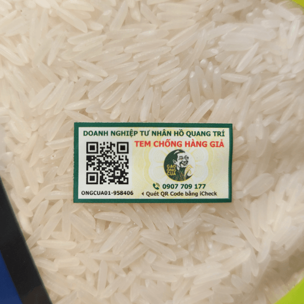 Tem chống hàng giả gạo ngon ST25 Ông Cua đóng gói 5kg