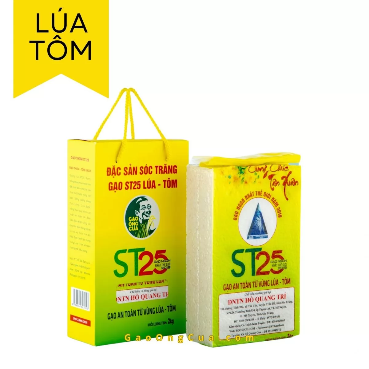 Gạo ngon ST25 Ông Cua Lúa Tôm đóng gói 2kg
