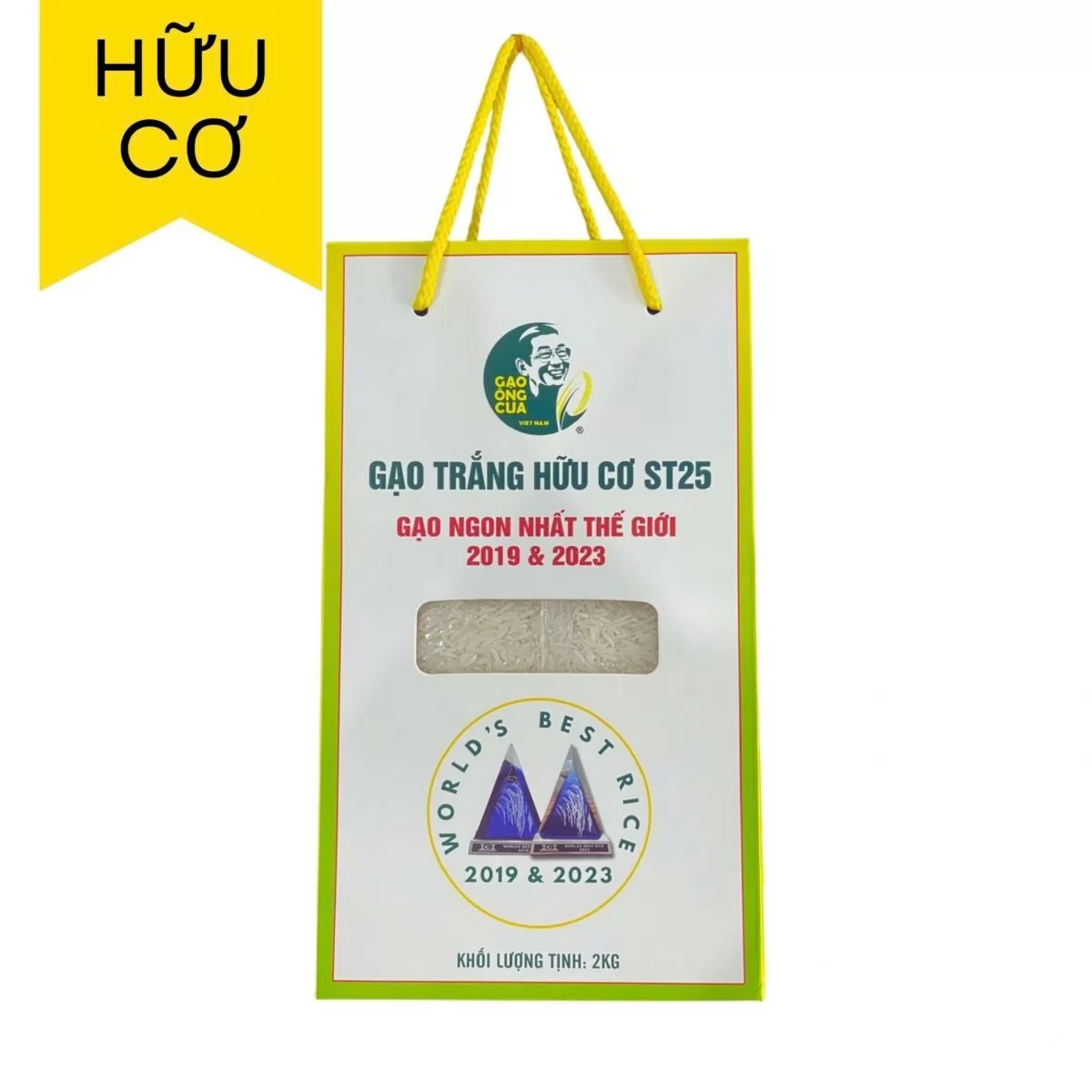 Gạo ST25 Ông Cua Organic đóng gói 2kg