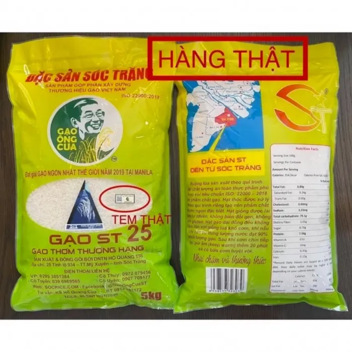 Những lưu ý khi mua gạo ST25 nhãn hiệu Ông Cua