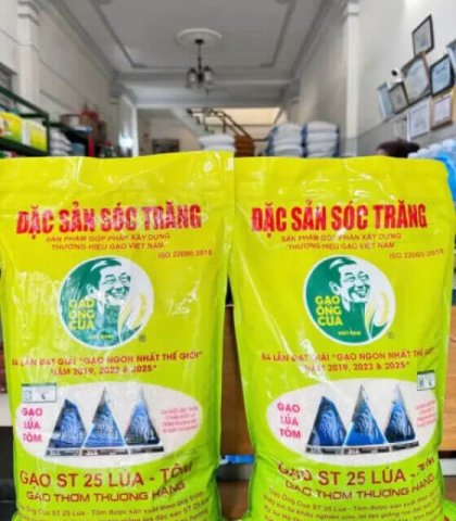 Gạo ngon ST25 Ông Cua Lúa Tôm đóng gói 5kg