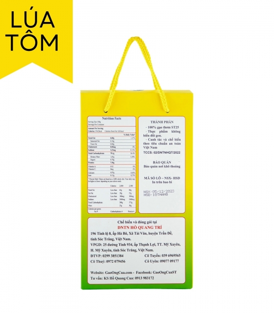 Gạo ngon ST25 Ông Cua Lúa Tôm đóng gói 2kg