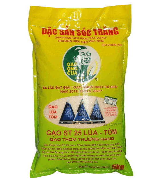 Gạo ngon ST25 Ông Cua Lúa Tôm đóng gói 5kg