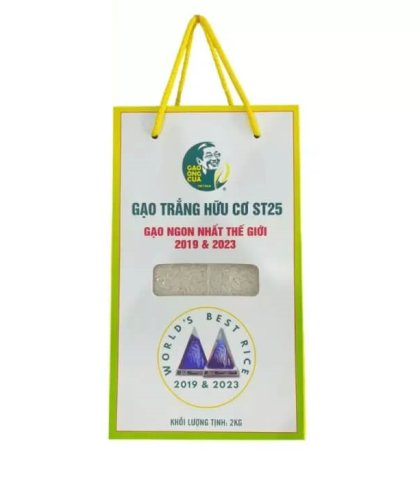 Gạo ST25 Ông Cua Organic đóng gói 2kg