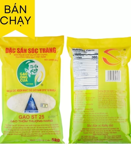 Gạo ngon ST25 Ông Cua đóng gói 5kg